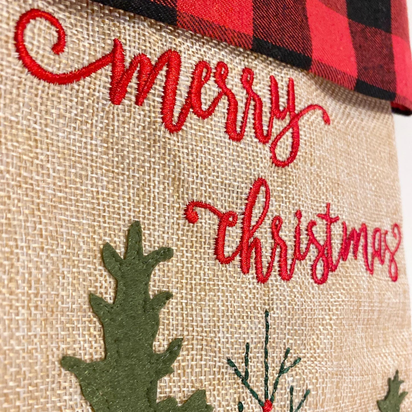 Christmas Stocking Burlap Snowman Family Stocking Dad Red