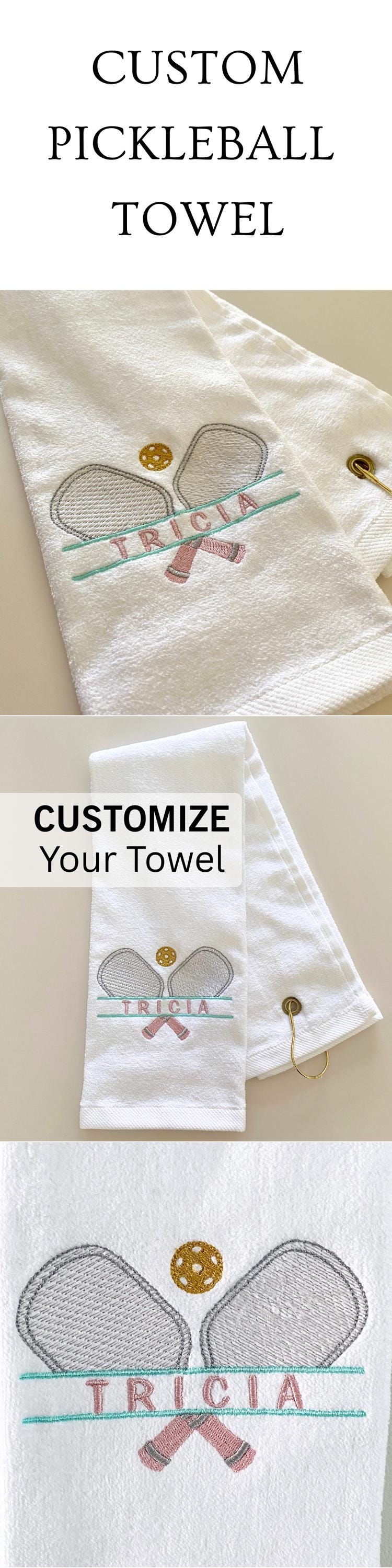 Personalized Pickleball Towel Embroidery Name Monogram