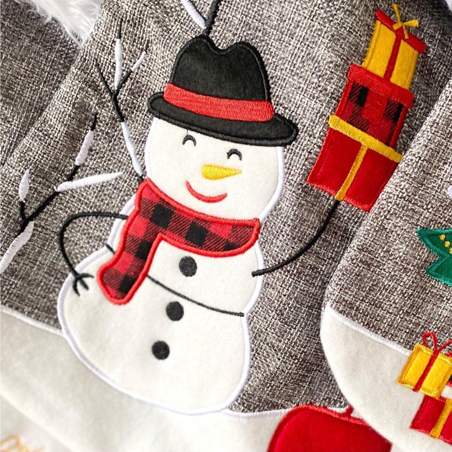 snowman stocking burlap Christmas stocking