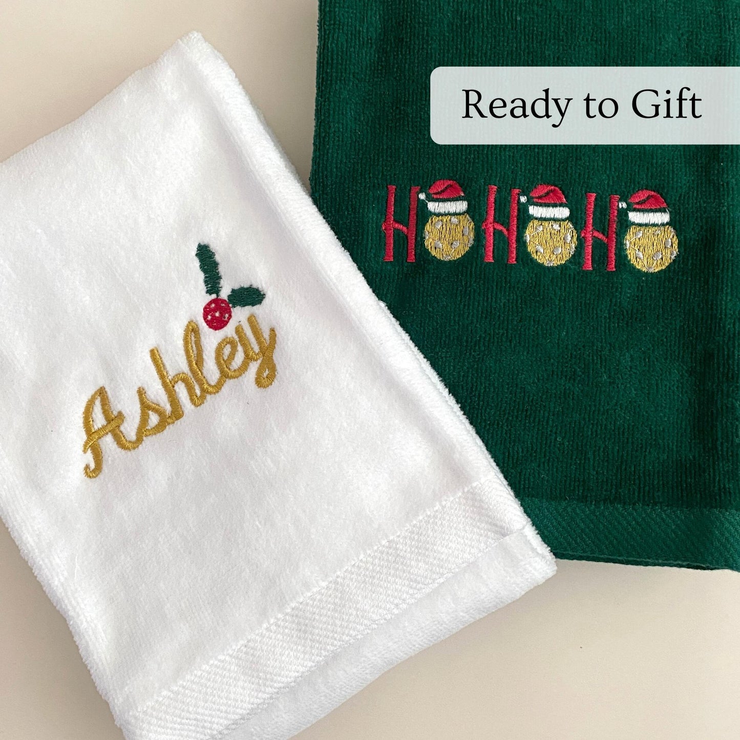 Christmas Towel Set Pickleball Player Gift Holiday
