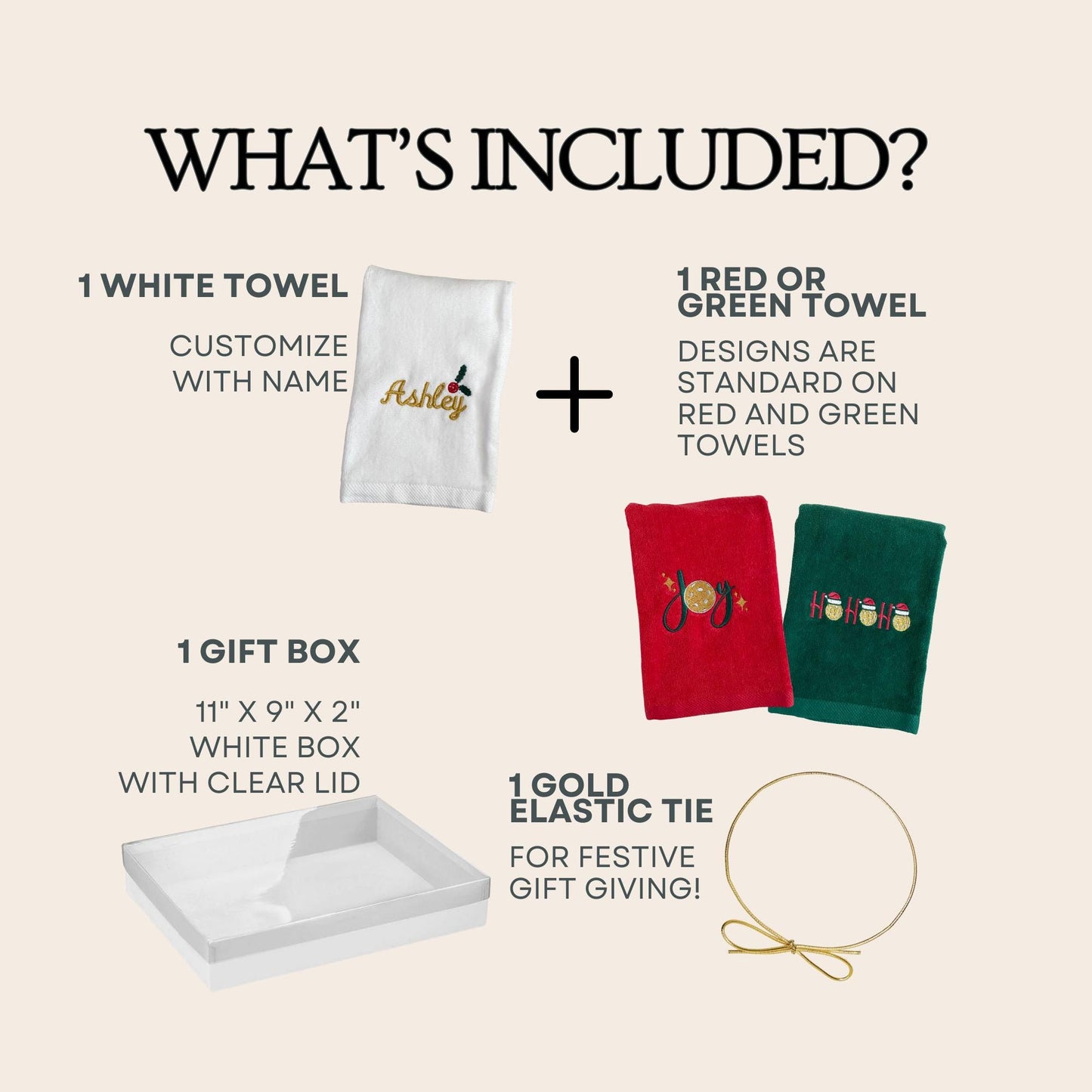 Christmas Towel Set Pickleball Player Gift Holiday