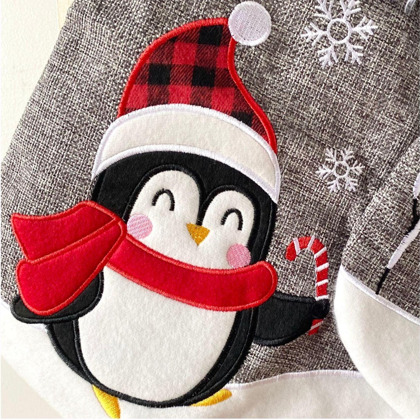 Farmhouse Christmas Fireplace Decor Stocking Kid Christmas Family Stocking Penguin