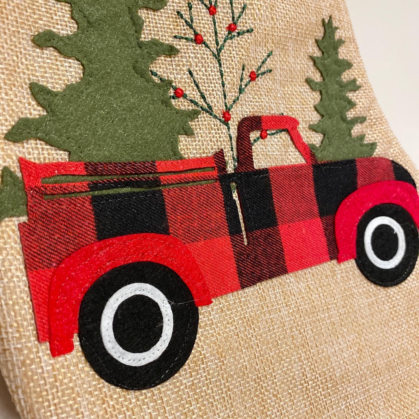 Christmas Stocking Burlap Snowman Family Stocking Dad Red