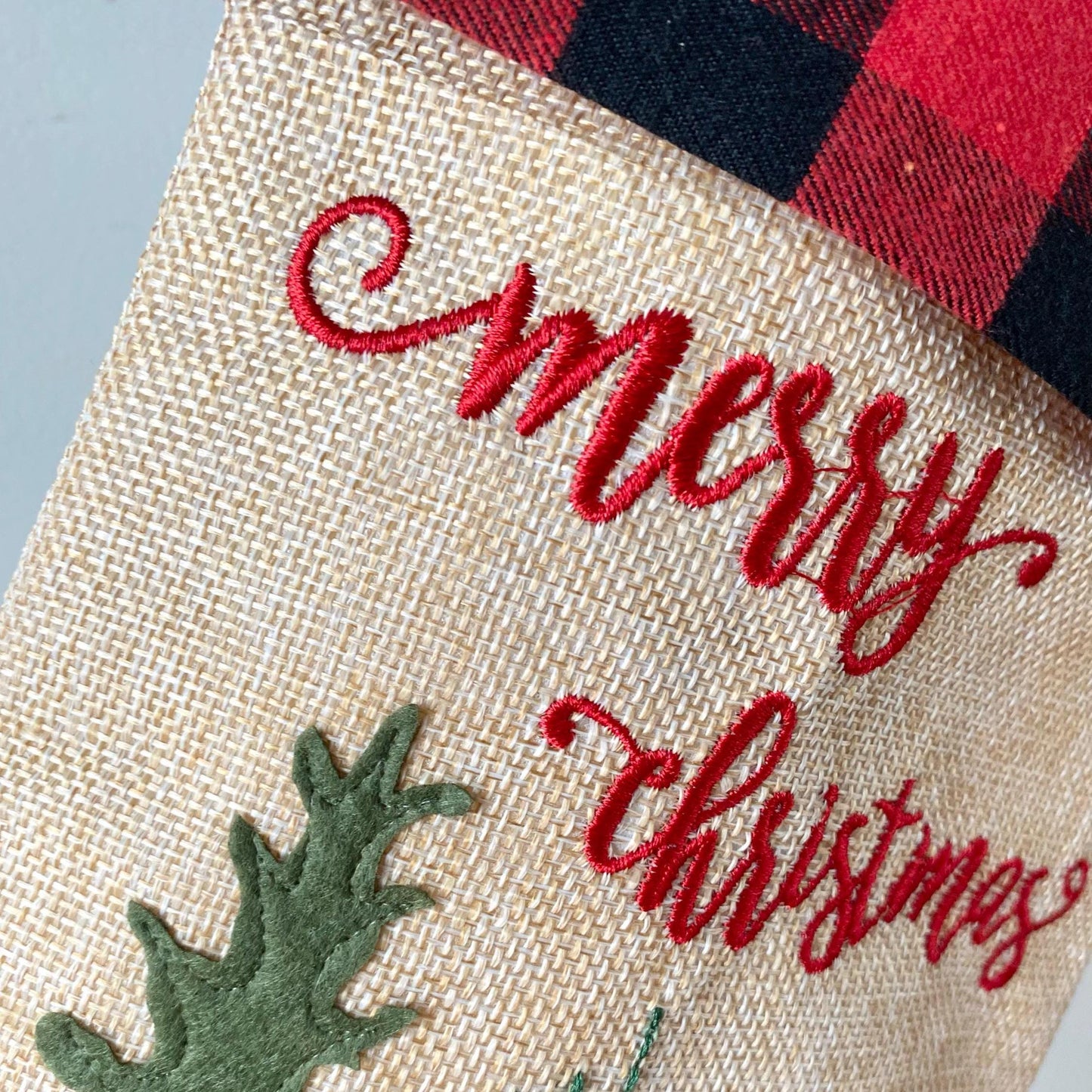 Christmas Stocking Burlap Snowman Family Stocking Dad Red