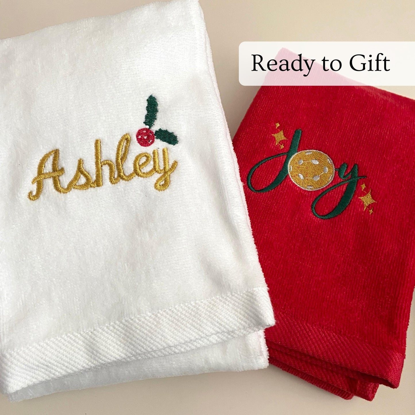Christmas Towel Set Pickleball Player Gift Holiday Couple Gift