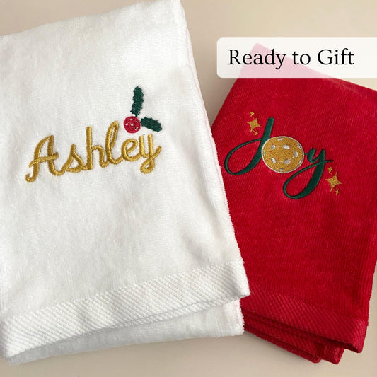 Christmas Towel Set Pickleball Player Gift Holiday Couple Gift