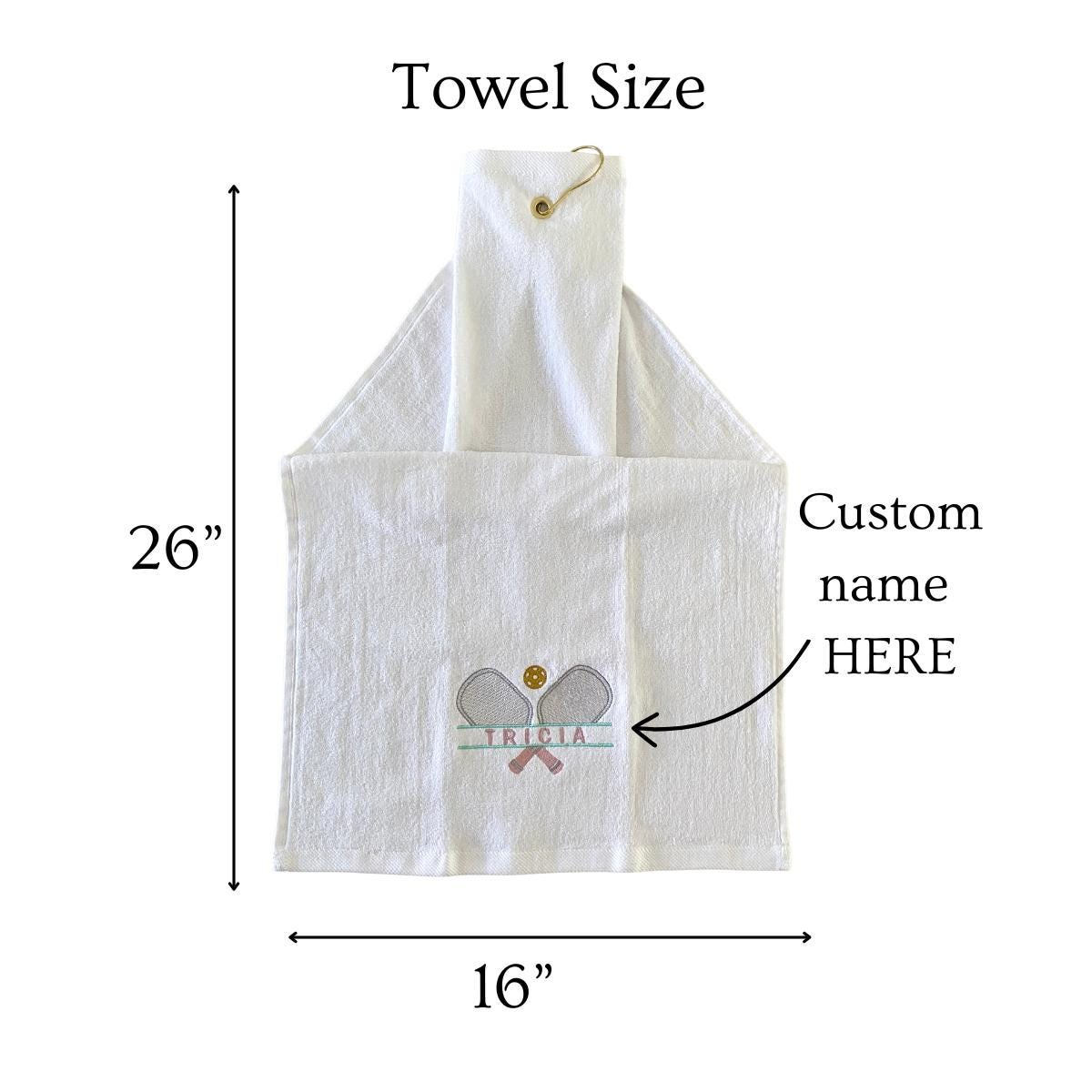 Personalized Pickleball Towel Embroidery Name Monogram