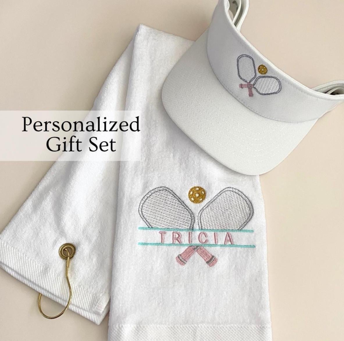 Pickleball Towel Gift Set Custom Towel with Visor Gift