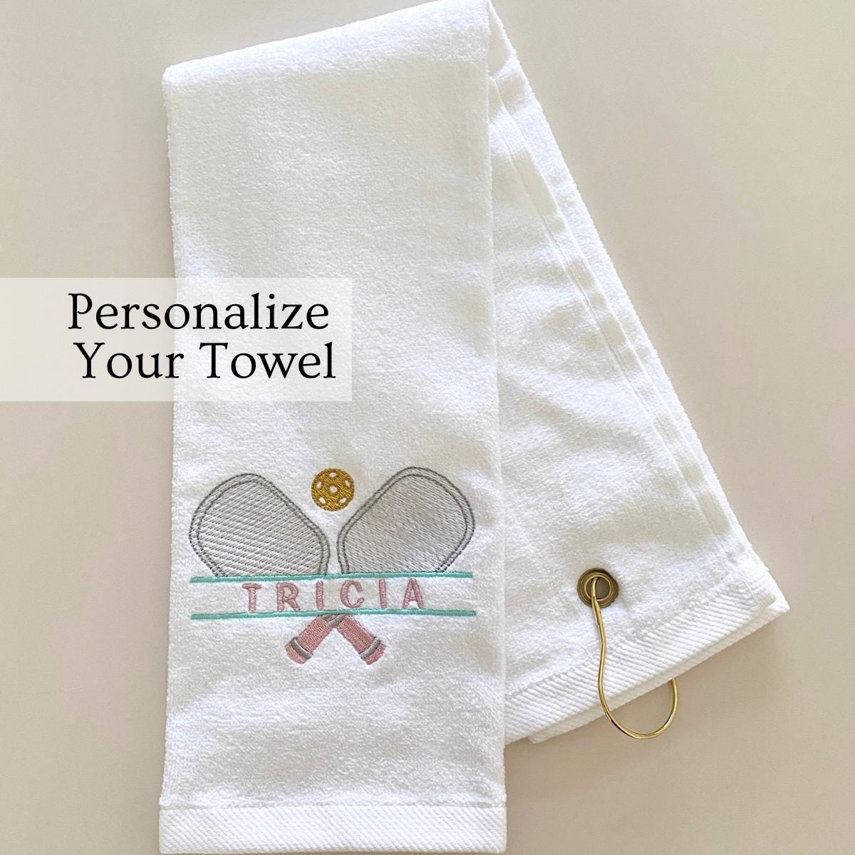 Personalized Pickleball Towel Embroidery Name Monogram