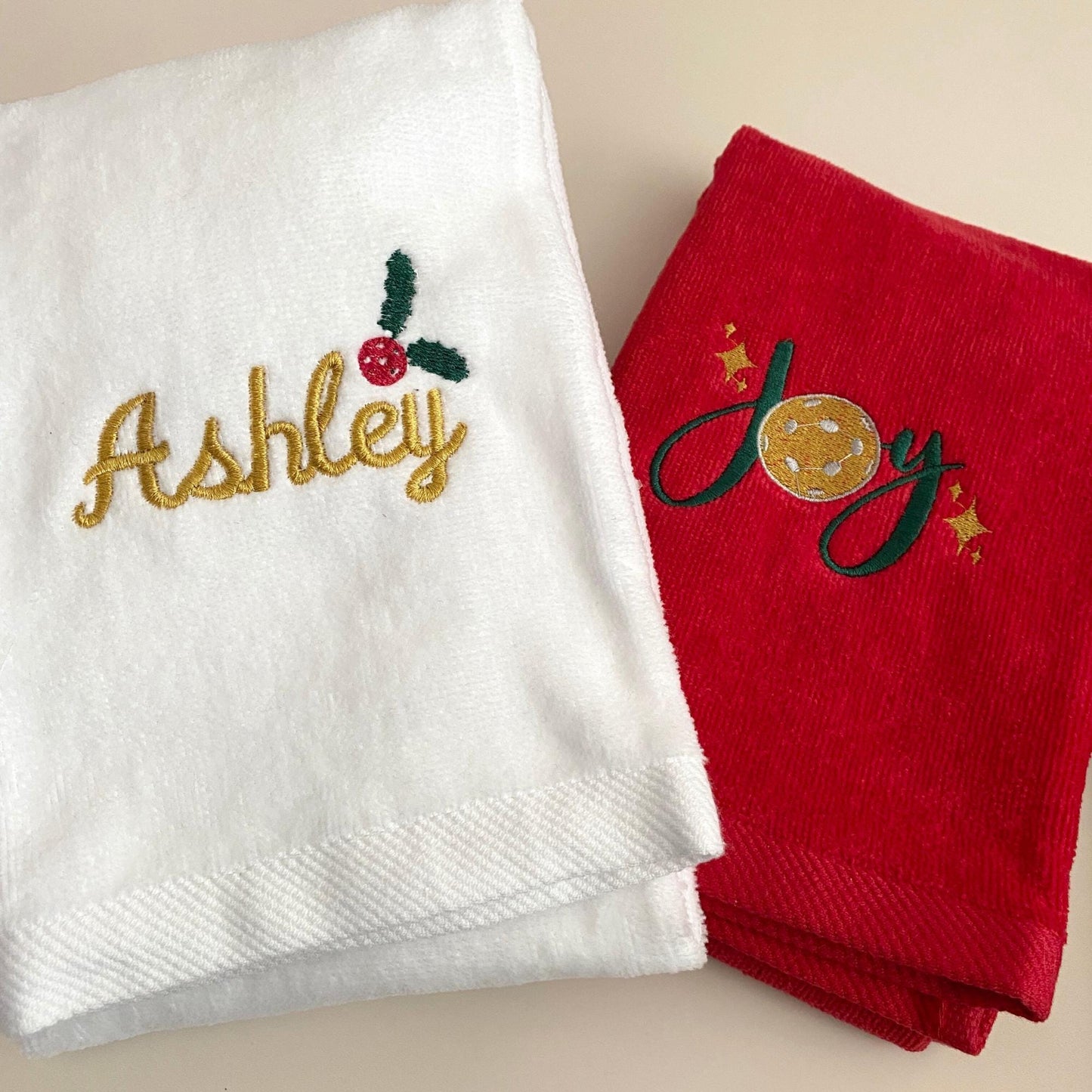 Christmas Towel Set Pickleball Player Gift Holiday