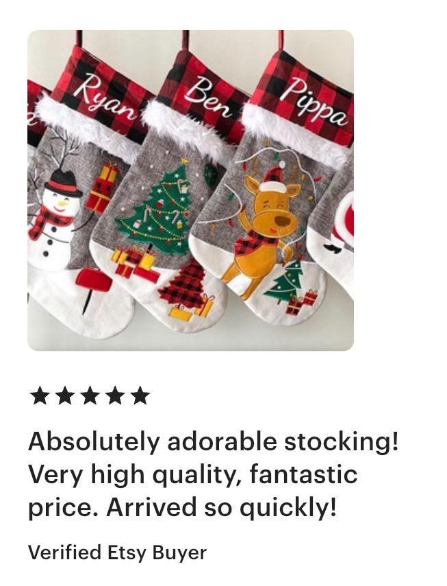 Personalized Christmas Stocking Name Embroidered Burlap Stocking