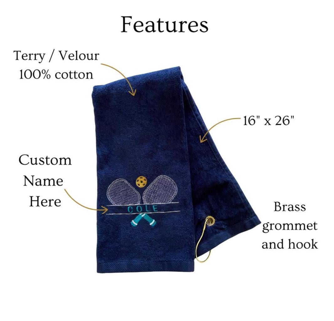 Pickleball Gift for Him Embroidered Pickleball Towel