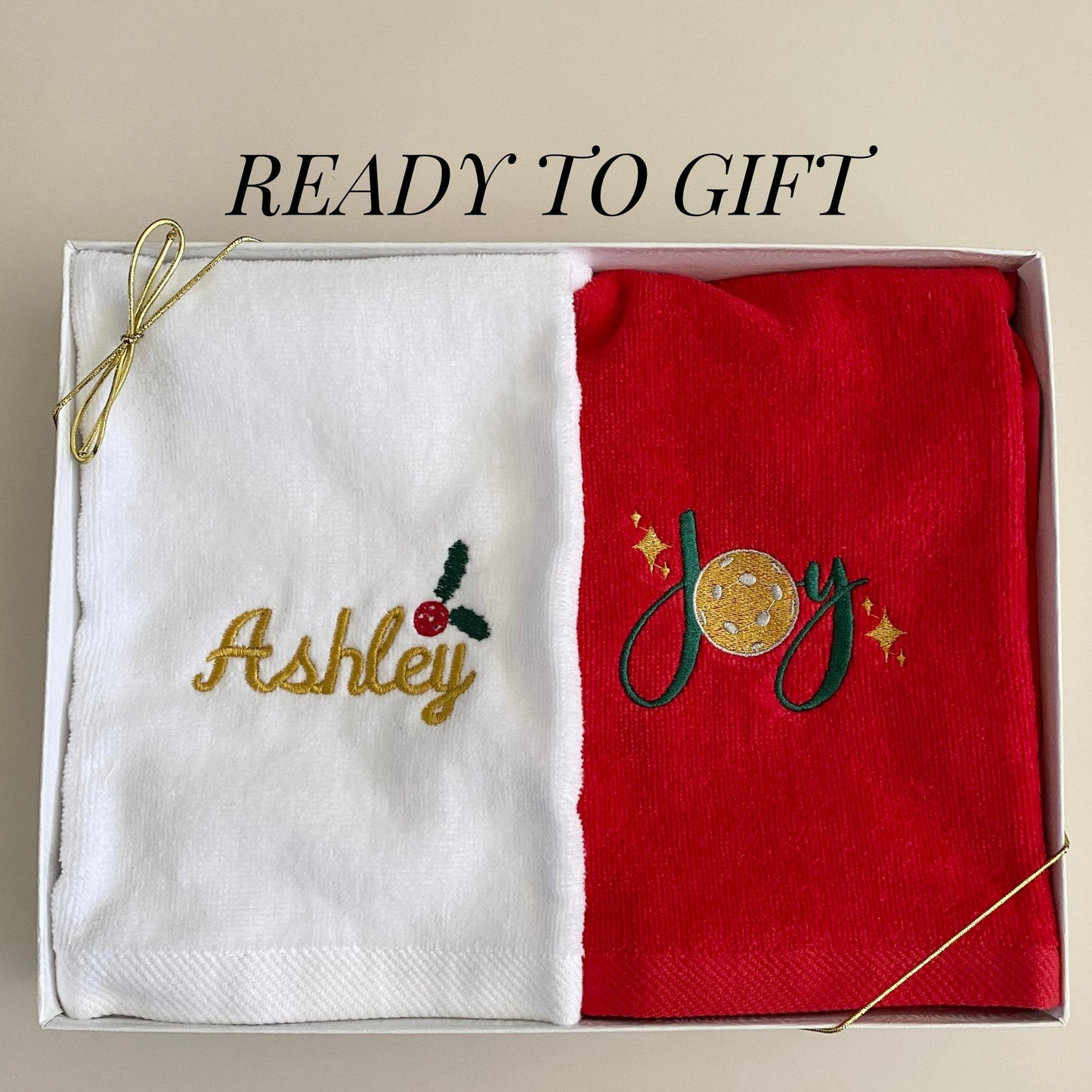 Christmas Towel Set Pickleball Player Gift Holiday Couple Gift