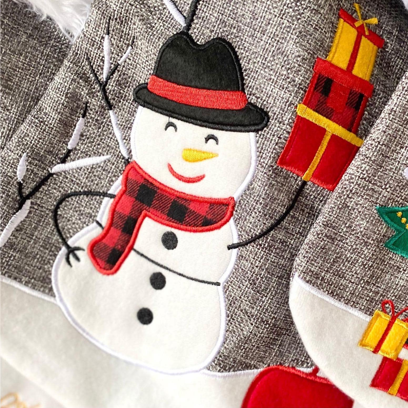 snowman stocking burlap Christmas stocking